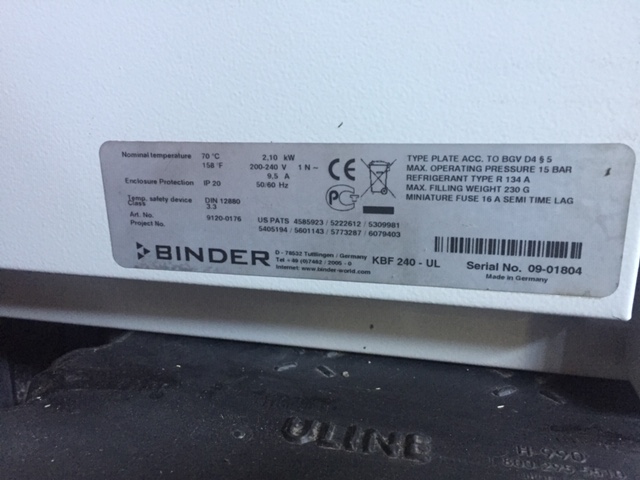 Binder KBF 240 Binder KB240 Stability Chamber