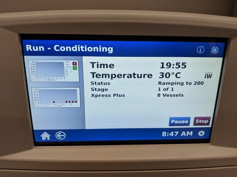 CEM MARS 6 MICROWAVE DIGESTION System Control Panel